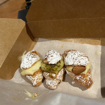 Mamma Leone Bakery - Mini croissants: (from left) cream, pistachio, and almond - Bakeries Near Me - Miami, Florida Mamma Leone Bakery - Mini croissants: (from left) cream, pistachio, and almond - Bakeries Near Me - Miami, Florida