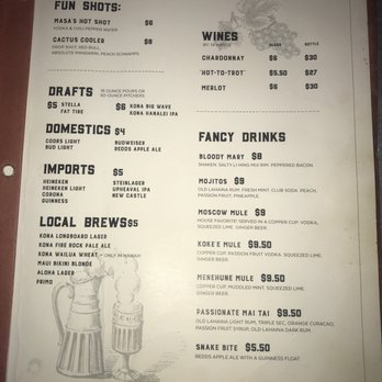 The Saddle Room - Drink menu - Dive Bars Near Me - Waimea, Hawaii The Saddle Room - Drink menu - Dive Bars Near Me - Waimea, Hawaii