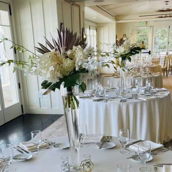 Tropical Blossoms - Centerpieces at Catherine's Terrace, Catalina Island. - Florists Near Me - Santa Ana, California