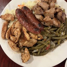 Mixed grill (selected the sausage, veal, and chicken souvlaki)