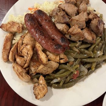 Akropolis Greek Restaurant - Mixed grill (selected the sausage, veal, and chicken souvlaki) - Greek Near Me - Nesconset, New York