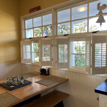 Shuttercraft - Traditional louvers in kitchen breakfast nook - Shutters Near Me - Madison, Connecticut Shuttercraft - Traditional louvers in kitchen breakfast nook - Shutters Near Me - Madison, Connecticut