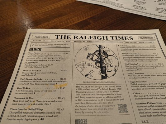 Menu photo 1 The Raleigh Times Raleigh, NC Menu photo 1 The Raleigh Times Raleigh, NC