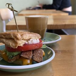 Karma Cream - Breakfast sandwich on a house made biscuit