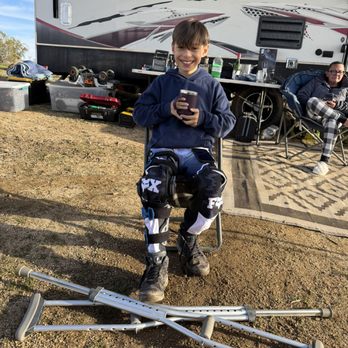 Desert Rentals Unlimited - My son with knee brace and crutches - ATV Rentals/Tours Near Me - Ontario, California