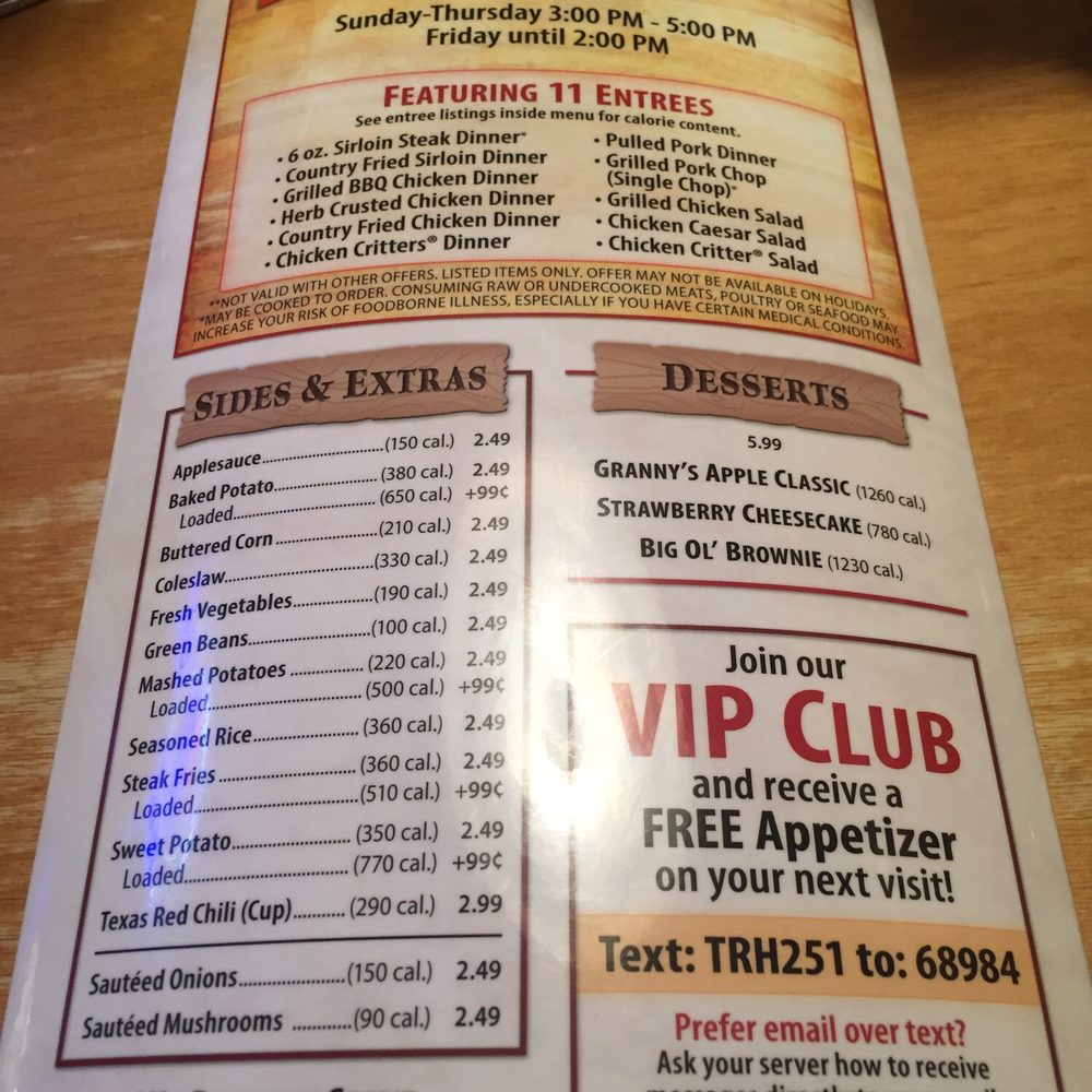Texas Roadhouse - Early dine menu - Steakhouses Near Me - Lancaster, Ohio Texas Roadhouse - Early dine menu - Steakhouses Near Me - Lancaster, Ohio