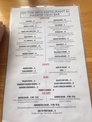 Menu photo 5 On The Deck Restaurant and Bar Atlantic Highlands, NJ
