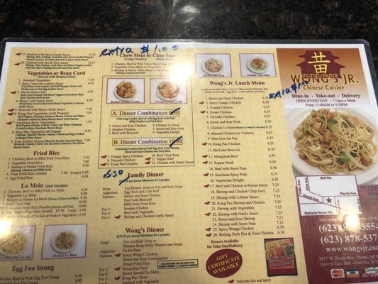 Menu photo 2 Wong's Jr Peoria, AZ Menu photo 2 Wong's Jr Peoria, AZ