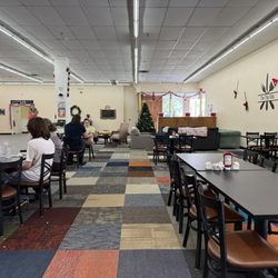 The Flip Side - Christmas in July theme up everywhere. You can see the wonderful seating area that kids just love hanging out in.