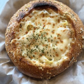 Petali - Pasta Bread Bowl - Fettuccine with Aglio E Olio & Alfredo mix with added Pan Seared Chicken and Mozzarella - Italian Near Me - Rancho Cordova, California Petali - Pasta Bread Bowl - Fettuccine with Aglio E Olio & Alfredo mix with added Pan Seared Chicken and Mozzarella - Italian Near Me - Rancho Cordova, California