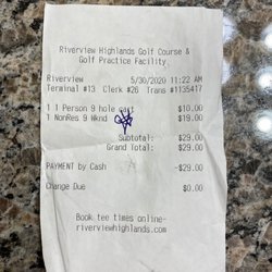 Riverview Highlands Golf Course - Over priced course