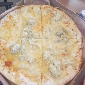 MOD Pizza - Lucy Sunshine pizza, boxed and given to us without the distinguishing dollops of red sauce. Nekked. Not as good. - Fast Food Near Me - Louisville, Colorado