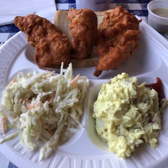 Gus's World Famous Fried Chicken - 3 fried chicken tenders, potatoes salad and coleslaw with a slice of bread! It's Heaven! - Chicken Shop Near Me - Chamblee, Georgia Gus's World Famous Fried Chicken - 3 fried chicken tenders, potatoes salad and coleslaw with a slice of bread! It's Heaven! - Chicken Shop Near Me - Chamblee, Georgia