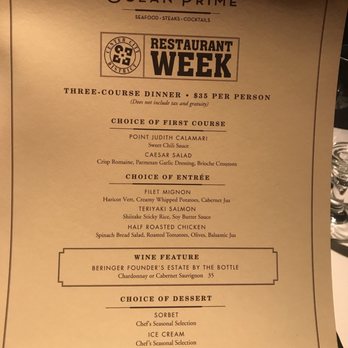 Ocean Prime - Restaurant week menu - Cocktail Bars Near Me - Philadelphia, Pennsylvania