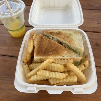 Ula Ula Cafe - Mahi mahi sandwich and orange juice - Food Trucks Near Me - Wailuku, Hawaii Ula Ula Cafe - Mahi mahi sandwich and orange juice - Food Trucks Near Me - Wailuku, Hawaii