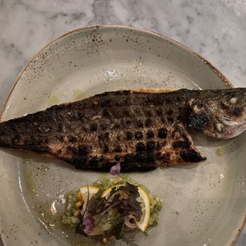 Moeca - branzino green tomato tapenade, pine nut, meyer lemon - Seafood Near Me - Cambridge, Massachusetts