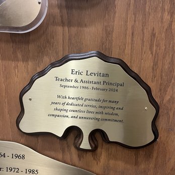 Newtown High School - Plaque honoring former Assistant Principal Levitan - Middle Schools & High Schools Near Me - Elmhurst, New York