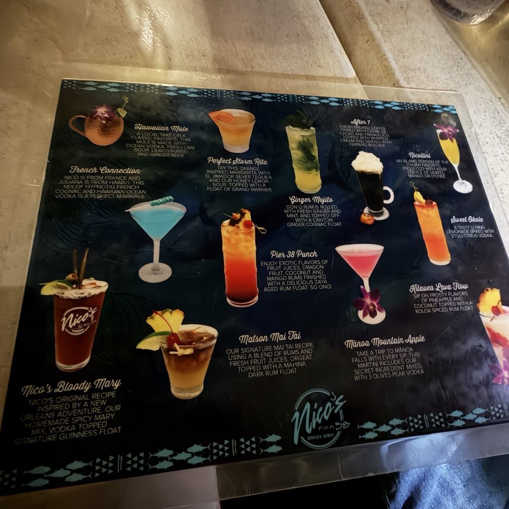 Nico's Pier 38 - Drink menu - Seafood Near Me - Honolulu, Hawaii