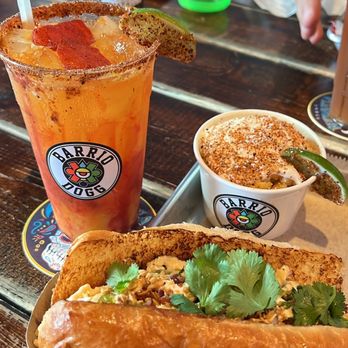 Barrio Dogg - Delicious mango Michelada and Mexican corn - Hot Dogs Near Me - San Diego, California Barrio Dogg - Delicious mango Michelada and Mexican corn - Hot Dogs Near Me - San Diego, California