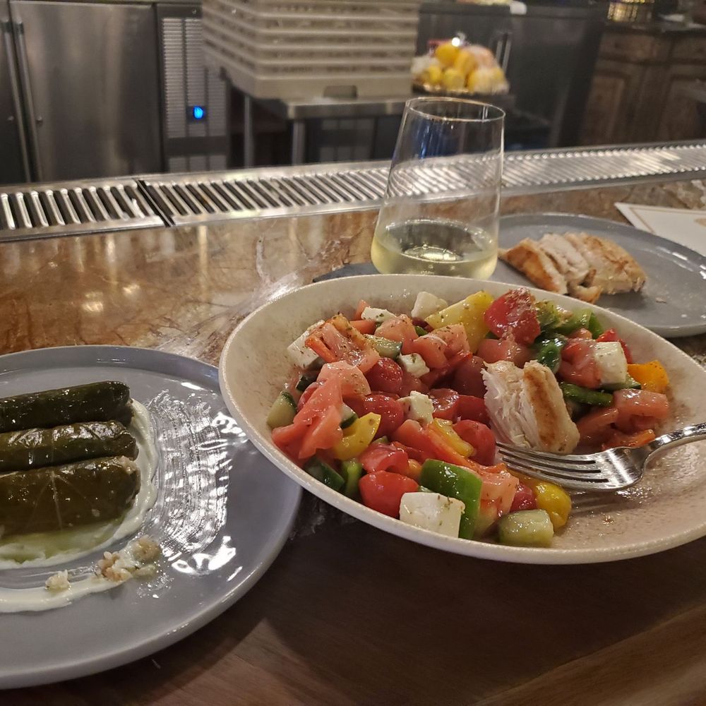 Elia - Horiatiki salad and grape leaves - Turkish Near Me - Chicago, Illinois