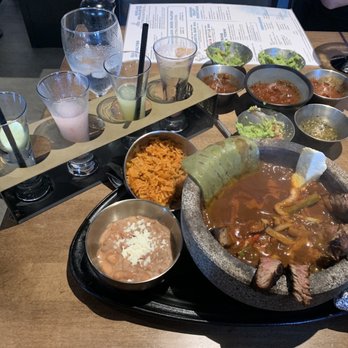 The Mexicano - Margarita flight and my entree- filet mignon molcajete was super yum (and had a nice kick to it). - Mexican Near Me - Phoenix, Arizona The Mexicano - Margarita flight and my entree- filet mignon molcajete was super yum (and had a nice kick to it). - Mexican Near Me - Phoenix, Arizona