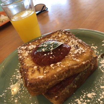 The Griddle - Stuffed French Toast with creams cheese strawberry rhubarb jam!  Amazing - Breakfast & Brunch Near Me - Eagle, Idaho
