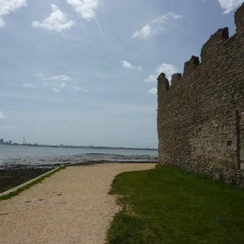 Portchester Castle - Wall exterior and the bay - Castles Near Me - Fareham, HAM