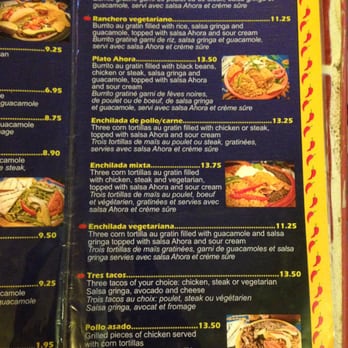 Ahora Mexican Cuisine - menu - Mexican Near Me - Ottawa, Ontario