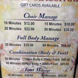 Asian Massage - Pricing