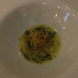 Raviolo in lime juice