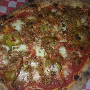 Donatina Neapolitan Pizza Cafe - Sausage and Cherry pepper brick oven pizza. Incredible! - Pizza Near Me - Patchogue, New York Donatina Neapolitan Pizza Cafe - Sausage and Cherry pepper brick oven pizza. Incredible! - Pizza Near Me - Patchogue, New York