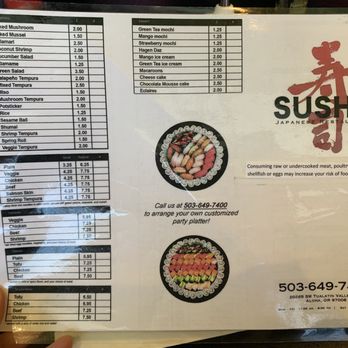 Sushi Zen - Text menu 2 - Sushi Bars Near Me - Beaverton, Oregon