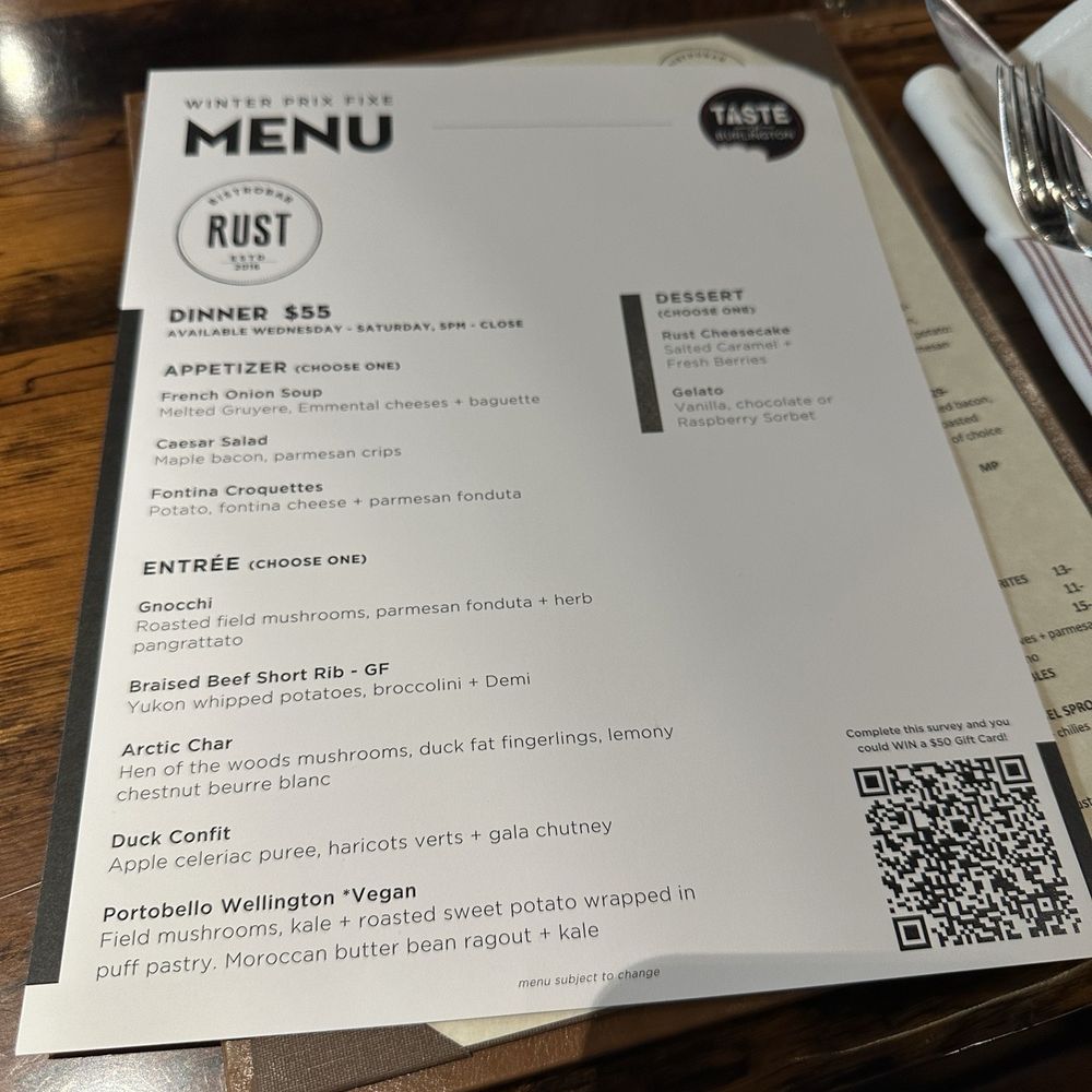 Rust Bistro Bar - Winterlicious Menu - Wine Bars Near Me - Burlington, Ontario Rust Bistro Bar - Winterlicious Menu - Wine Bars Near Me - Burlington, Ontario