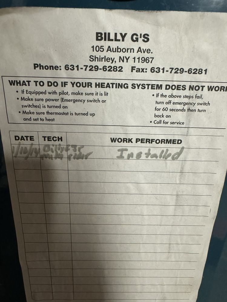 Slide of Billy G's Heating and Air Conditioning