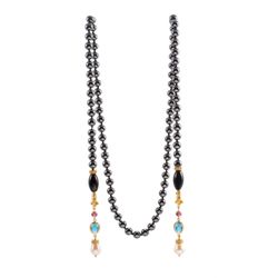 LLANDRA: Beautiful  golden rams has finish off the blue and pink tourmaline  drops , while the black onyx adds perfect drama and contrast.