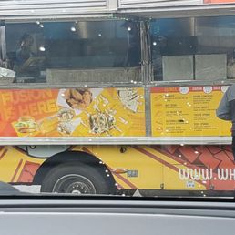 Shows menu items,on lunch truck