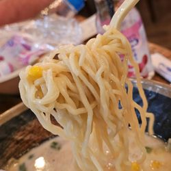A spoonful of The Pork chashu in Close-up.