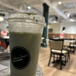Blueberry matcha with vanilla cold foam