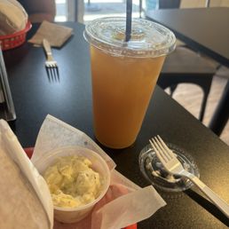 Potato salad and I had them mix the lemonade and black iced tea for my drink! Potato salad and I had them mix the lemonade and black iced tea for my drink!