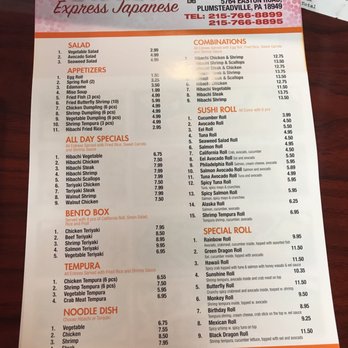 Sakura Express - the menu for the restaurant - Japanese Near Me - Plumsteadville, Pennsylvania