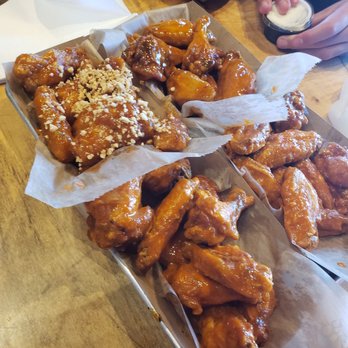 Fire Wings - Howe - Wings, the one with peanuts was a Thai style peanut butter, don't diss it till you try it... - Chicken Wings Near Me - Sacramento, California Fire Wings - Howe - Wings, the one with peanuts was a Thai style peanut butter, don't diss it till you try it... - Chicken Wings Near Me - Sacramento, California