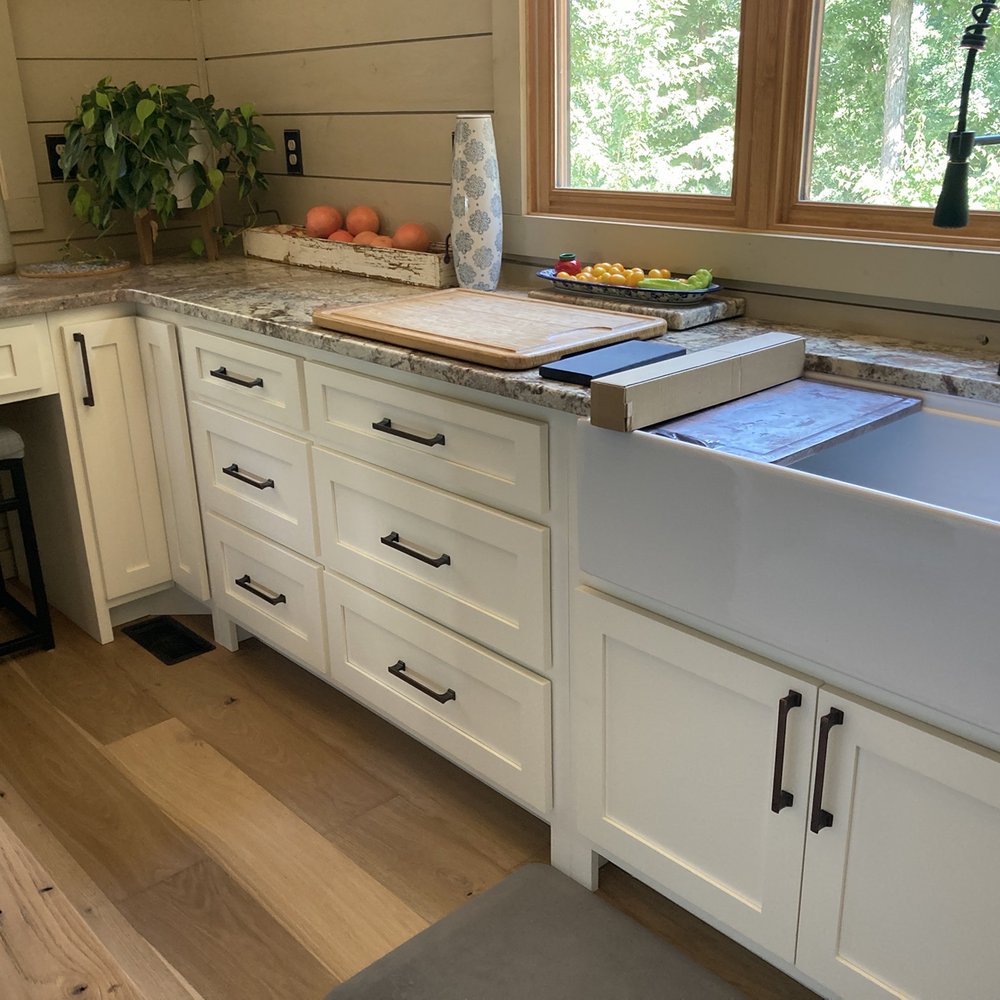 Farm sink and desk area Farm sink and desk area