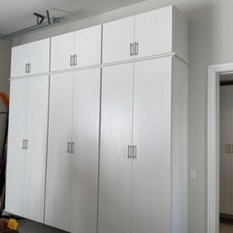 Garage space with cabinets. Garage space with cabinets.
