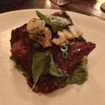 Coquette - Smoked Beef Short Rib (Mole Verde, Cashew, Baby Carrots, $34)- 4.5/5 stars - New American Near Me - New Orleans, Louisiana Coquette - Smoked Beef Short Rib (Mole Verde, Cashew, Baby Carrots, $34)- 4.5/5 stars - New American Near Me - New Orleans, Louisiana
