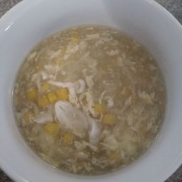 chicken corn soup - sorry, but not good. Slimy, snot consistency. Have never had this anywhere else, so not sure if this is the norm.