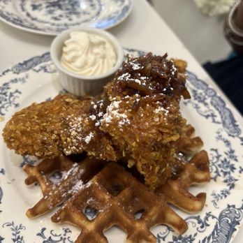 The Bloom Lounge - Love their Crispy Chicken And Bacon Waffles - Breakfast & Brunch Near Me - Plano, Texas