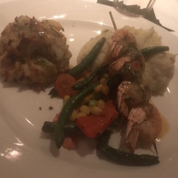 Rusty Scupper - Crab cake &shrimp brochette and mash potatoes and vegetable de jour ... good crab cake horrible shrimp - Seafood Near Me - Baltimore, Maryland