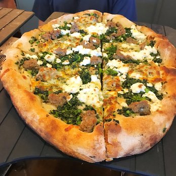Providence Coal Fired Pizza - Broccoli Rabe pizza with sausage and ricotta cheese. - Pizza Near Me - Providence, Rhode Island Providence Coal Fired Pizza - Broccoli Rabe pizza with sausage and ricotta cheese. - Pizza Near Me - Providence, Rhode Island