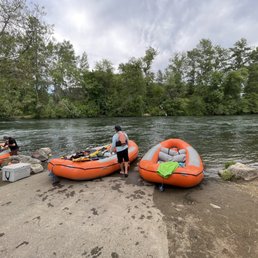Team setting up rafts