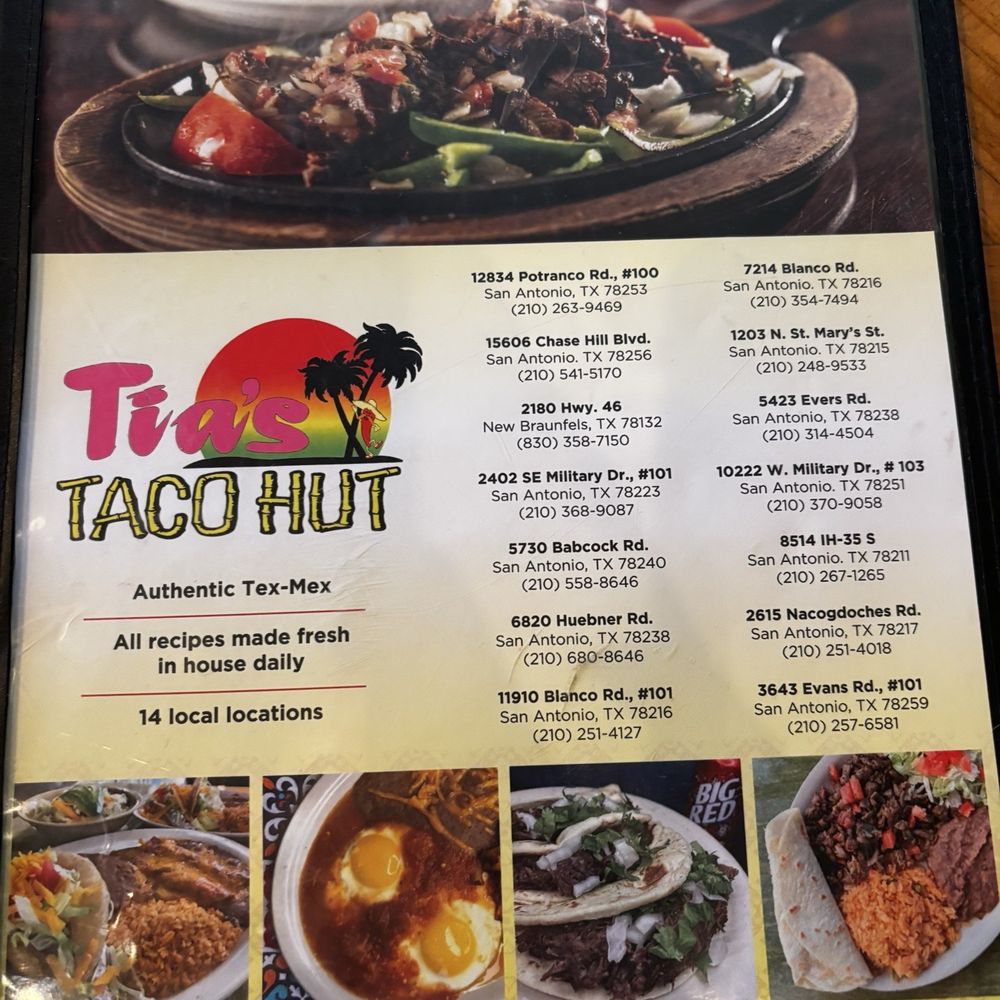 Tia's Taco hut - Menu - Tex-Mex Near Me - San Antonio, Texas Tia's Taco hut - Menu - Tex-Mex Near Me - San Antonio, Texas